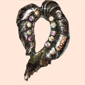 Vintage Leaf Wrap AB Crystal Brooch